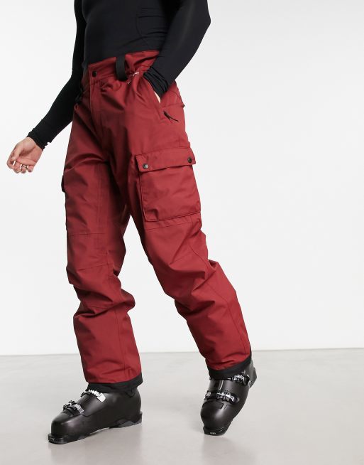 The North Face – Slashback – Vinröda skidbyxor i cargomodell i vattentätt DryVent-material, 4 av 4