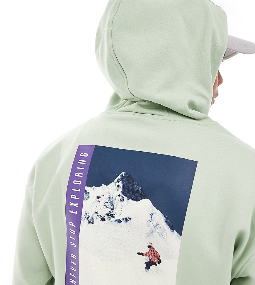The North Face Snowboard retro back graphic hoodie in sage green Exclusive at ASOS