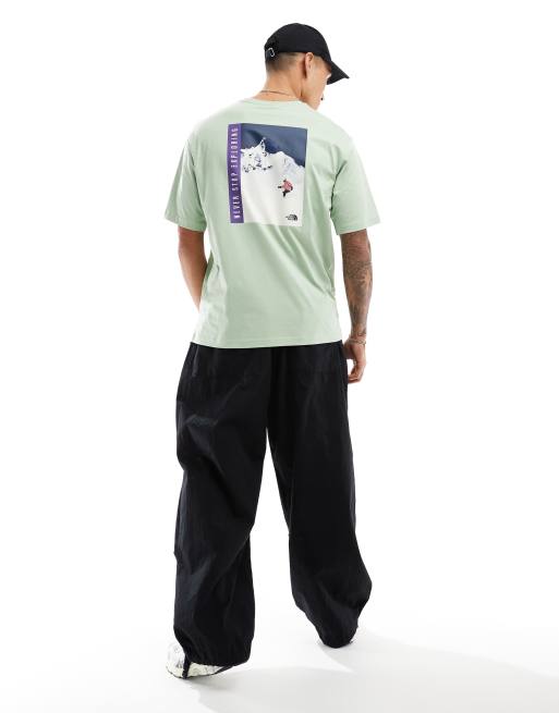 The North Face Snowboard retro back graphic t-shirt in sage