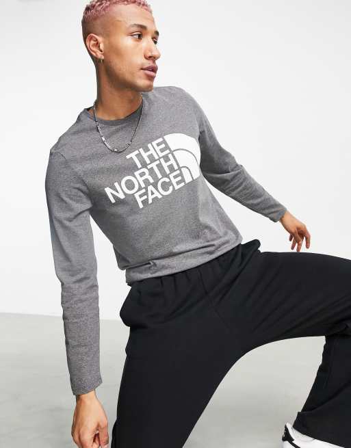 North face long sleeve t shirt shop grey