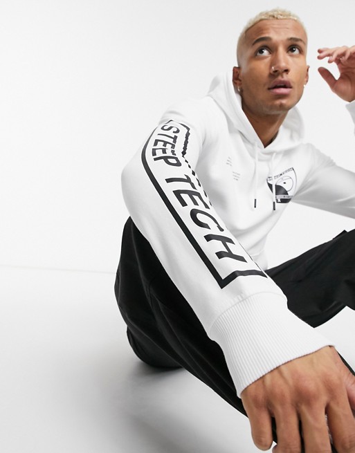 The North Face Steep Tech logo hoodie in white