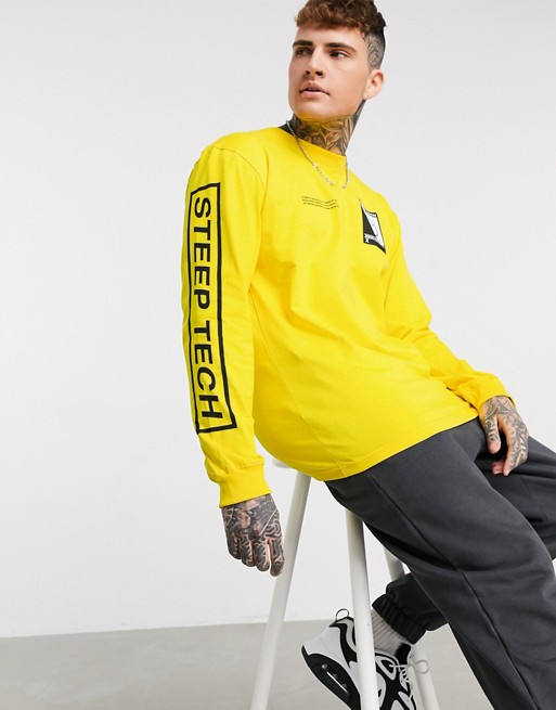 The North Face Steep Tech long sleeve t-shirt in yellow
