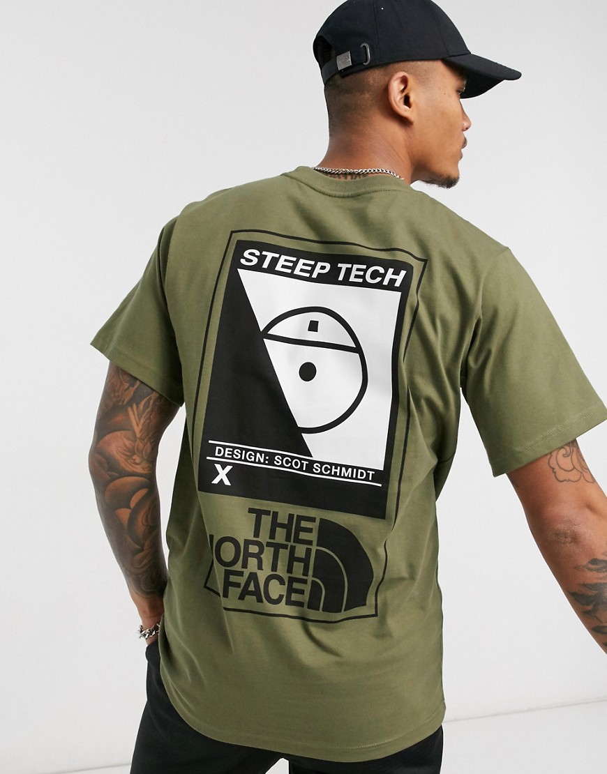 THE NORTH FACE STEEP TECH T-SHIRT IN GREEN-WHITE,NF0A47467D6