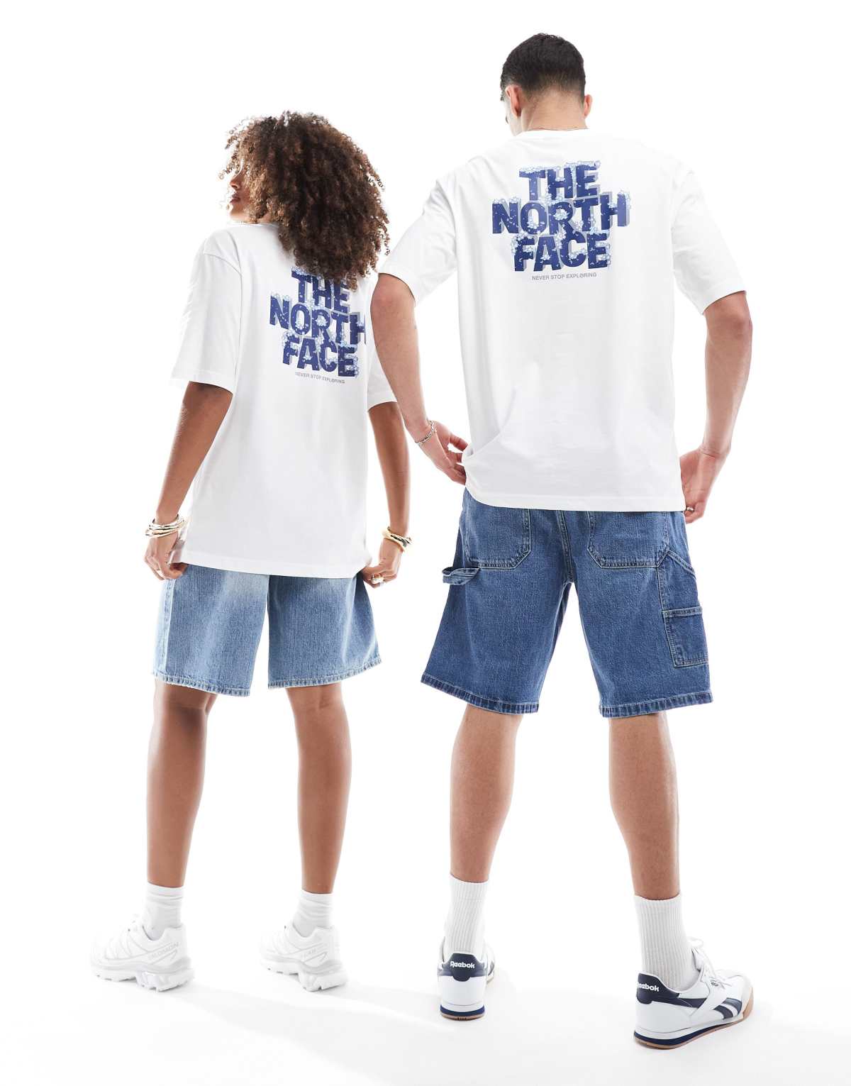 The North Face Stone Block logo backprint oversized t-shirt in white