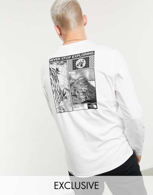 The North Face – Story – Biały T-shirt z długim rękawem i nadrukiem – tylko w ASOS