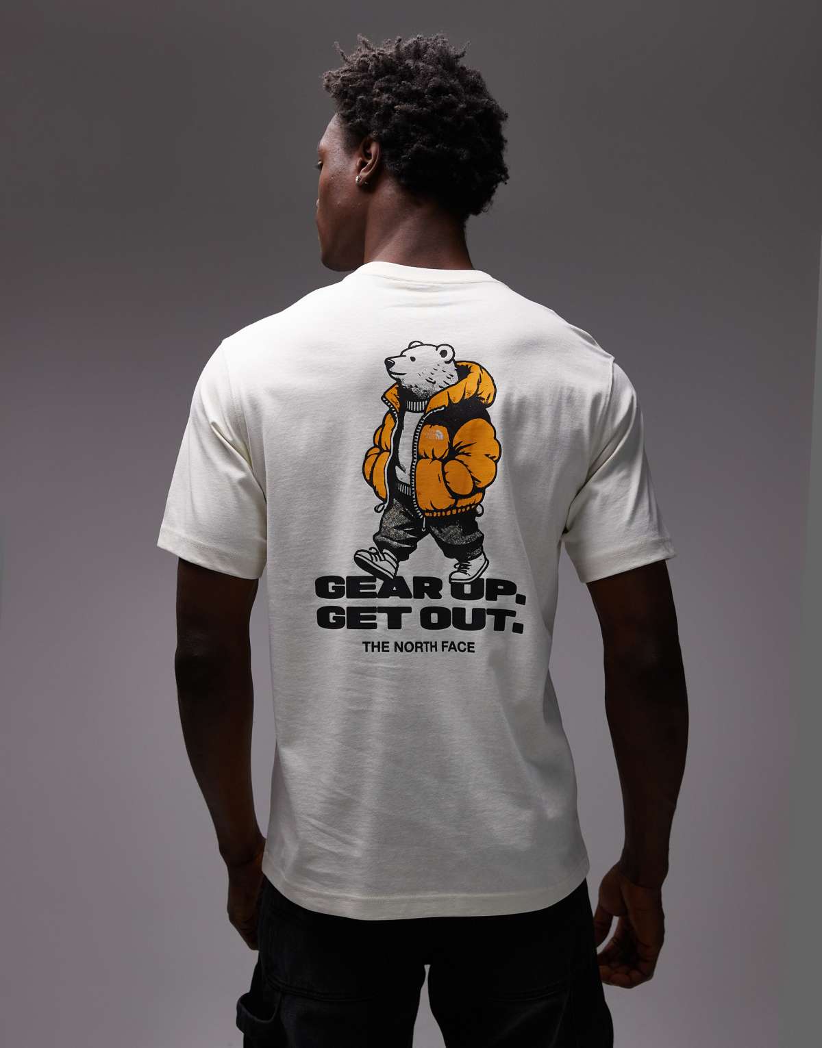 The North Face Street Bear backprint oversized t-shirt in off white