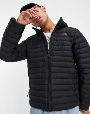 The North Face stretch down hooded jacket in black