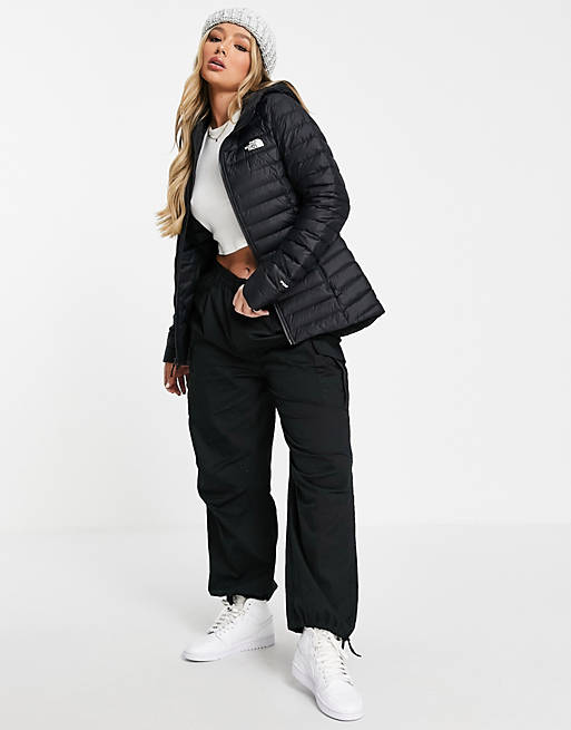  The North Face Stretch Down hooded jacket in black 