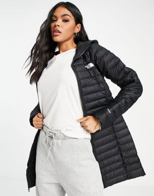 The North Face Stretch Down hooded parka jacket in black - ASOS Price Checker