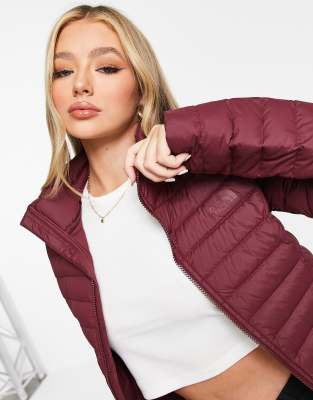 burgundy north face coat