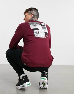 red north face long sleeve