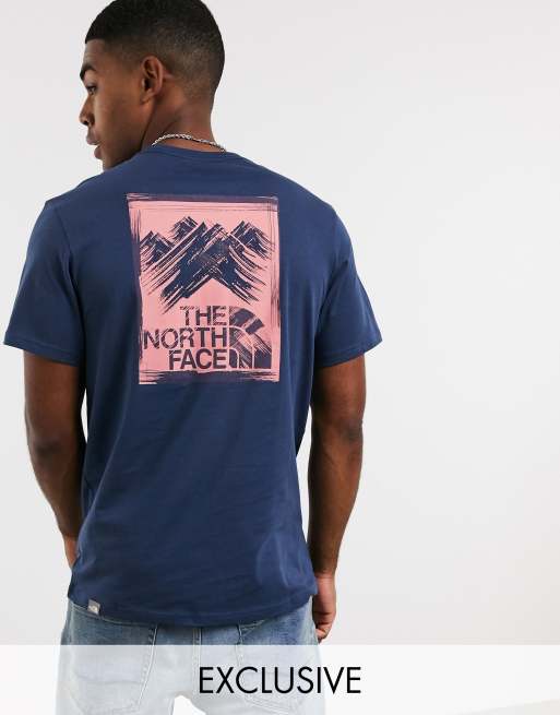 The North Face Stroke Mountain t shirt in blue Exclusive at ASOS