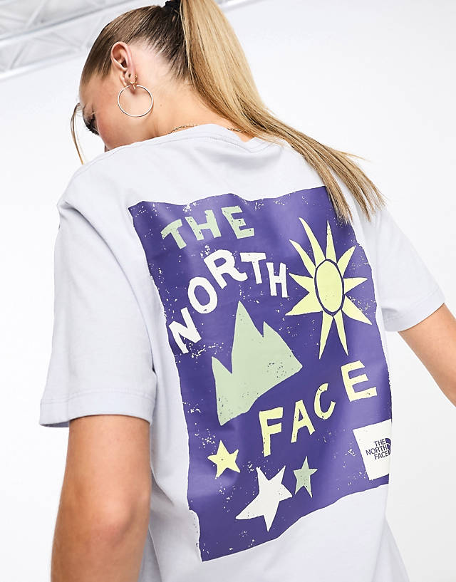 The North Face - sun and stars back print relaxed fit t-shirt in pale blue