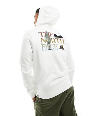 The North Face back print graphic fleece hoodie in off white - ASOS Price Checker