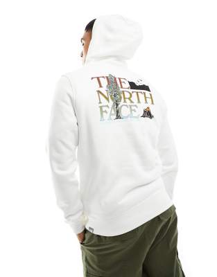 The North Face - Sweat à capuche en molleton avec imprimé au dos - Blanc cassé