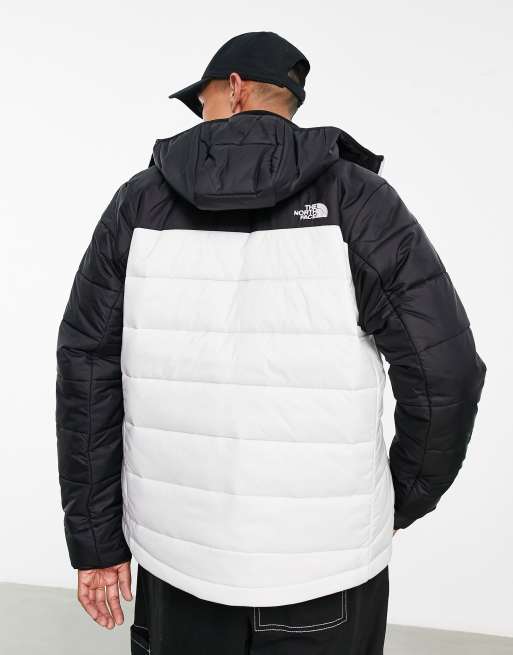 north face white and black coat