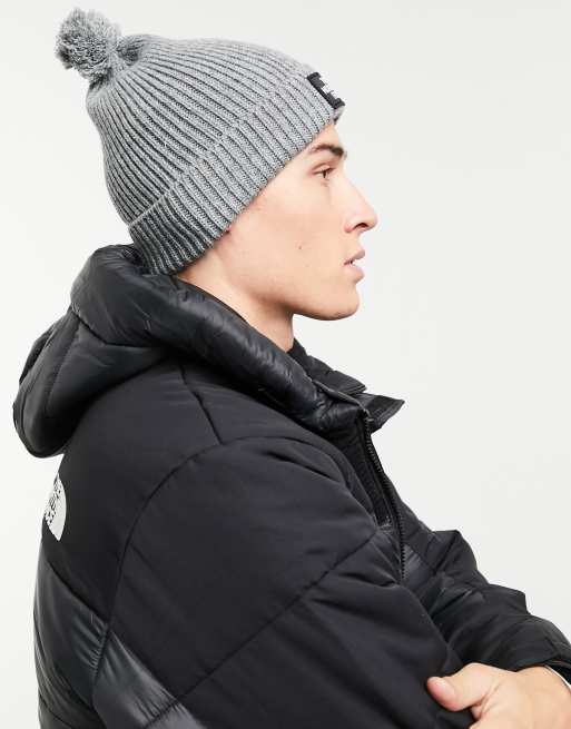 The North Face – Szara czapka beanie z pomponem i logo TNF, 4 z 4