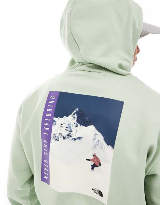 The North Face – Szałwiowa bluza z kapturem i nadrukiem retro ze snowboardowym motywem na plecach – tylko w ASOS