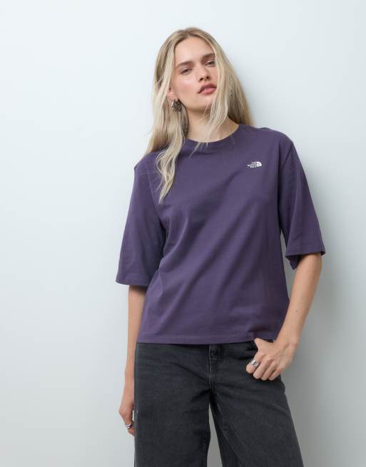The North Face t-shirt boxy a maniche corte Essential Simple Dome con logo, viola, 3 di 4