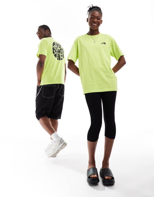 The North Face - T-shirt color lime con logo circolare sul retro