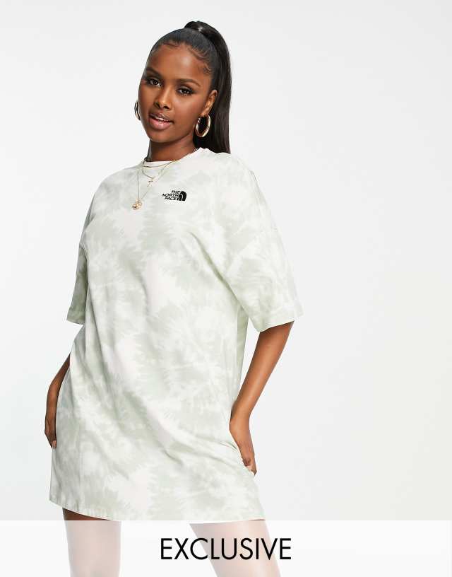 The North Face t-shirt dress in white/ beige tie dye Exclusive at ASOS