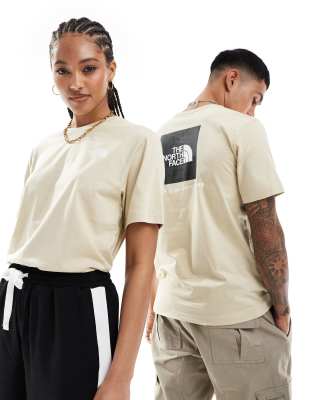 The North Face - T-Shirt in Beige mit rotem Boxlogo am Rücken-Neutral