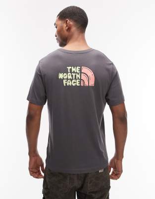 T-Shirt in Dunkelgrau mit Bubble-Logoprint auf dem Rücken Grau XL