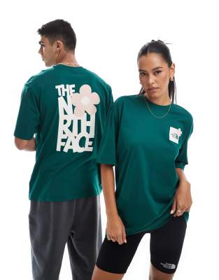 The North Face - T-Shirt in Dunkelgrün mit Rückenprint und Oversize-Schnitt