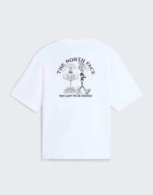 The North Face t-shirt oversize a maniche corte Why can’t we be friends bianco tnf/nero tnf, 3 di 4