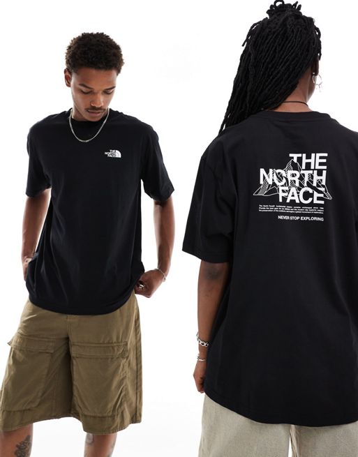 The North Face - T-shirt oversize avec imprimé dessin montagne au dos - Noir