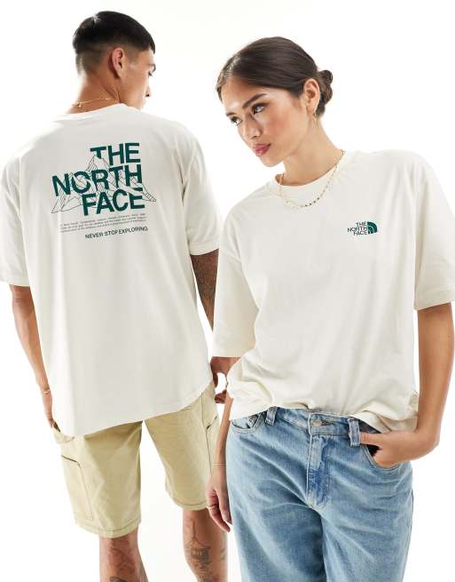 The North Face – T-shirt oversize z rysunkiem z górami na plecach