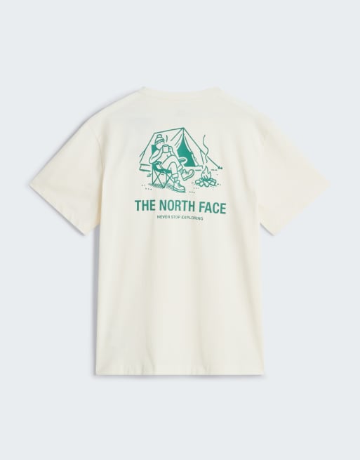 The North Face T-shirt relaxed Campfire à manches courtes en White Dune/Evergreen, 3 de 4