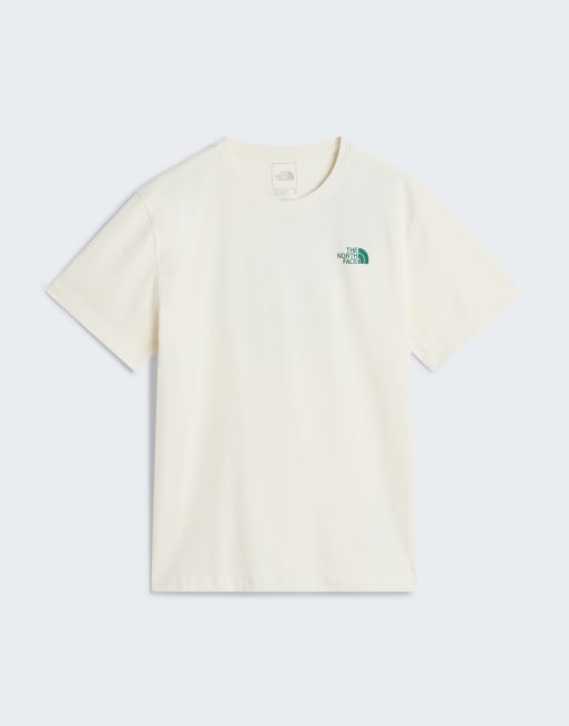 The North Face T-shirt relaxed Campfire à manches courtes en White Dune/Evergreen, 4 de 4