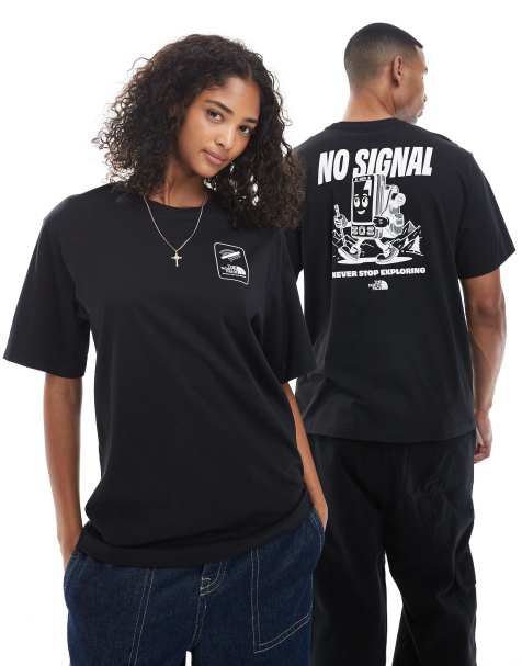 The North Face - T-shirt unisex nera con stampa "No Signal" sul retro - view 1