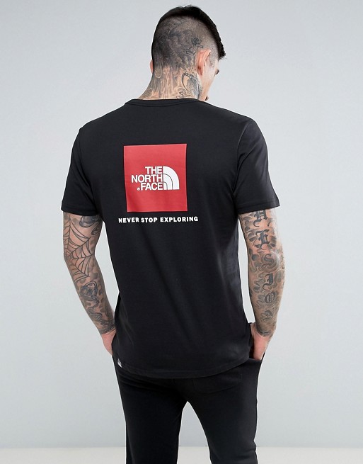 The North Face T-Shirt with Red Box Back Logo in Black | ASOS