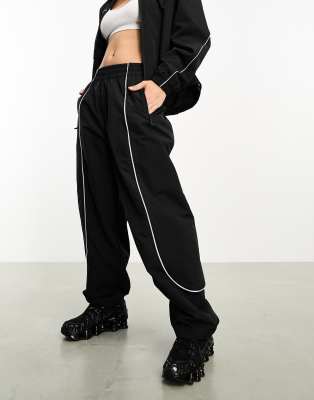 The North Face Felted fleece wide leg pants in black