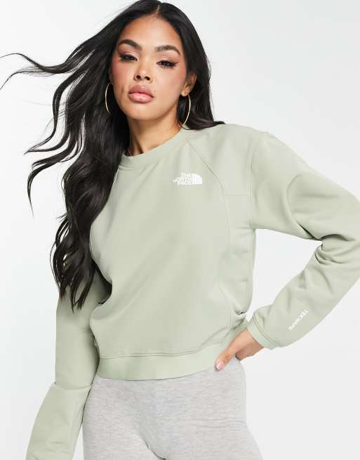 The north face green on sale sweatshirt