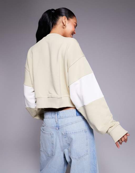 The North Face terry oversized cropped crew in cream | ASOS