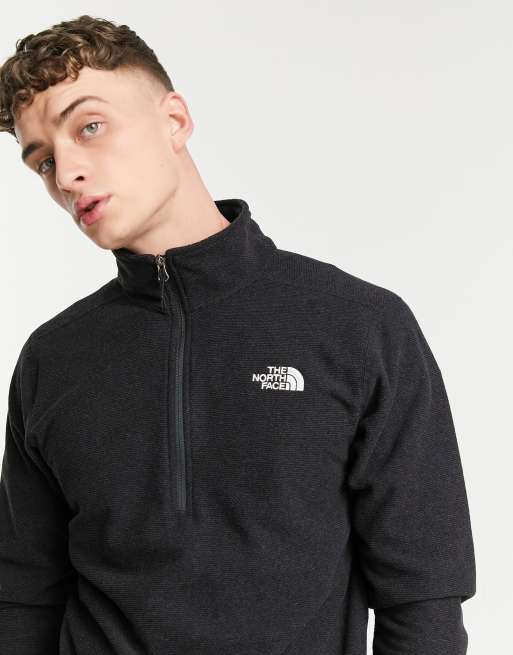 The North Face Textured Cap Rock 1/4 zip fleece in black