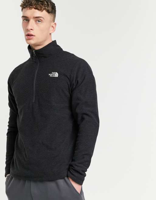 The North Face Textured Cap Rock 1/4 zip fleece in black