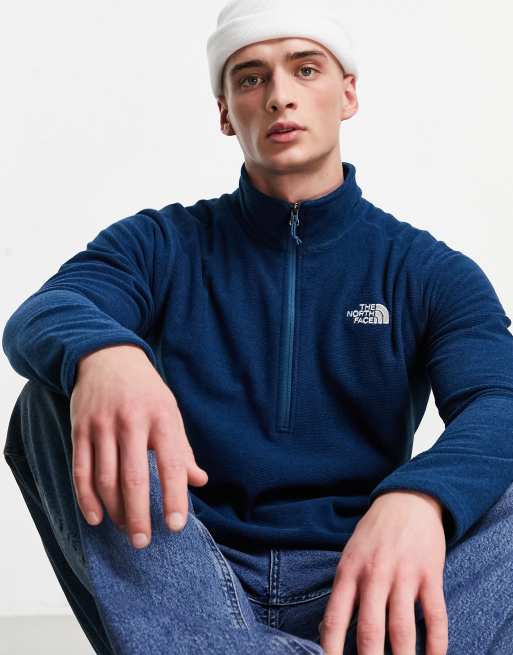 The North Face Textured Cap Rock 1/4 zip fleece in navy | ASOS