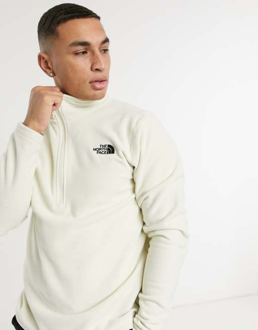 The North Face Textured Cap Rock 1/4 zip fleece in white