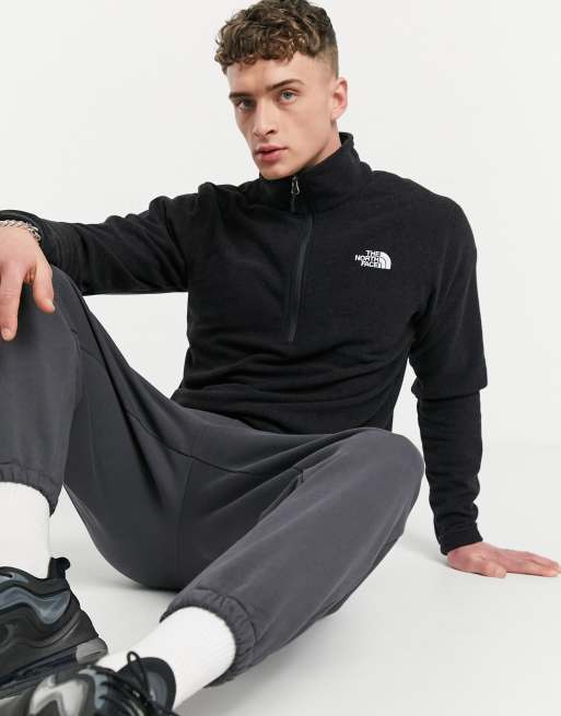 The North Face Textured Cap Rock zip fleece in black ASOS