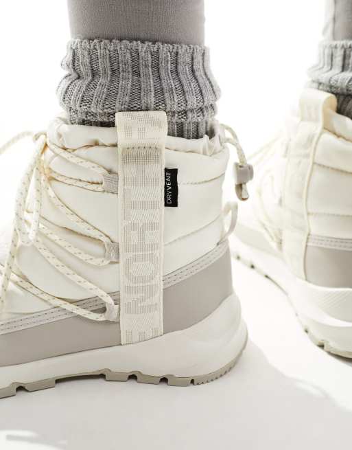 The North Face Thermoball insulated lace up boots in cream and grey ASOS