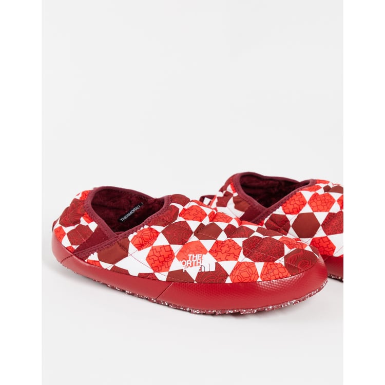 Red north store face slippers