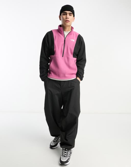 The North Face – TKA Attitude – Różowo-czarna bluza polarowa o luźnym fasonie z suwakiem pod szyją