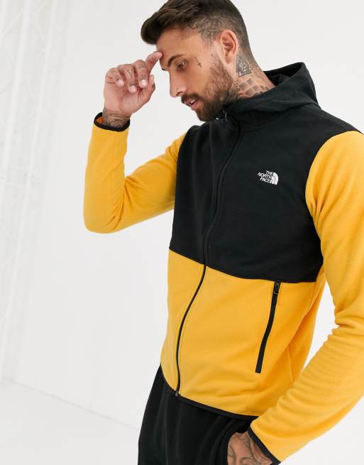 The North Face TKA Glacier fleece full zip hoodie in yellow