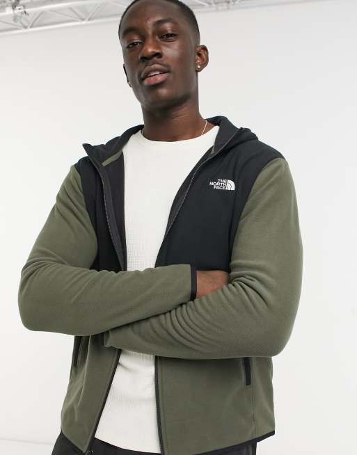 Green north face outlet zip up hoodie