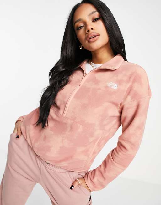 The North Face – TKA Glacier – Rosa batikmönstrad fleece med 1/4-dels lång dragkedja 