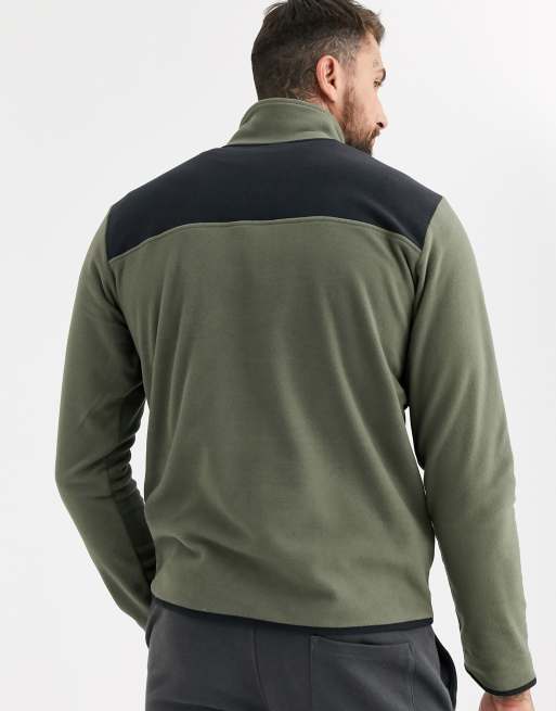 The North Face TKA Glacier Snap neck fleece in khaki